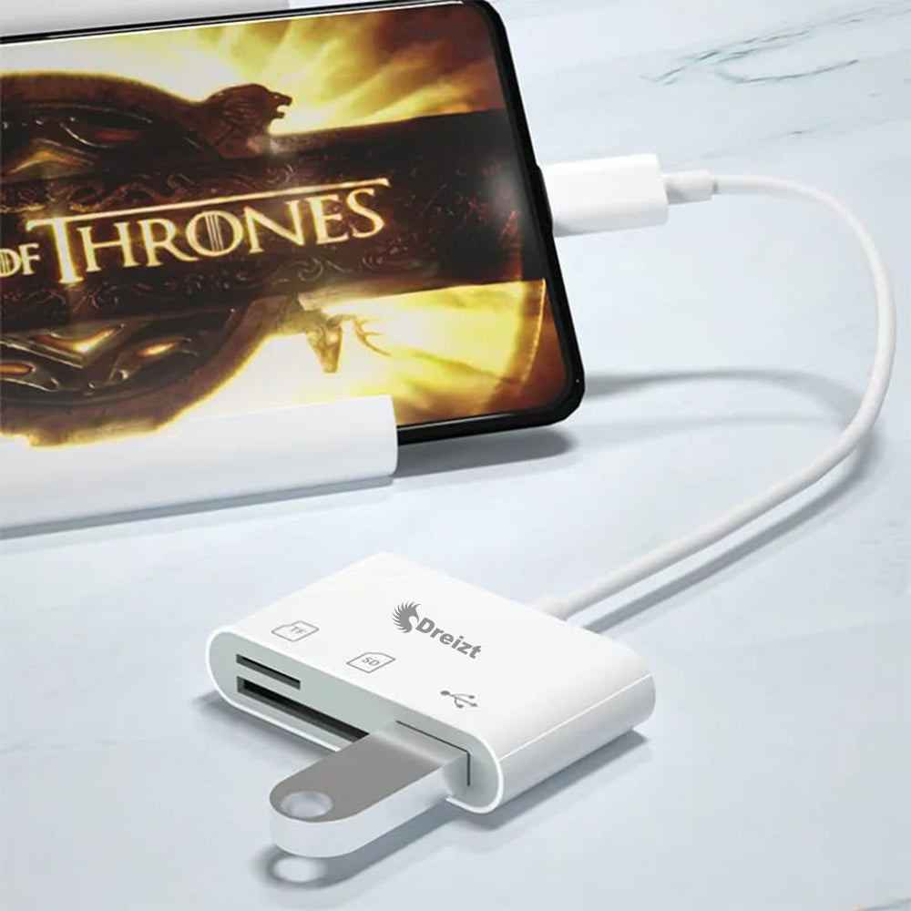 Lector de Tarjetas SD USB 3 en 1 Adaptador Tipo C Dreizt ADC210016