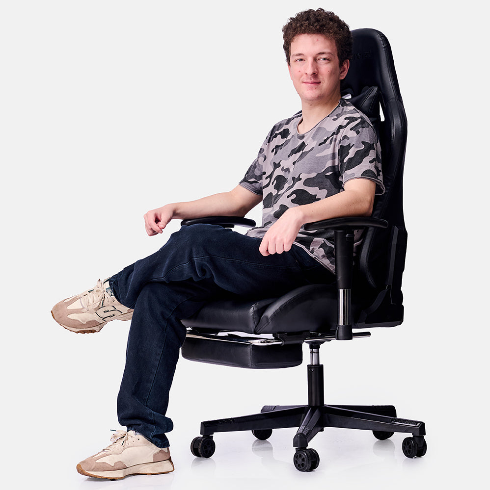 Silla Gamer Dreizt Apolo Series Azul Pro 180° Reclinable Alta Calidad con Posapies