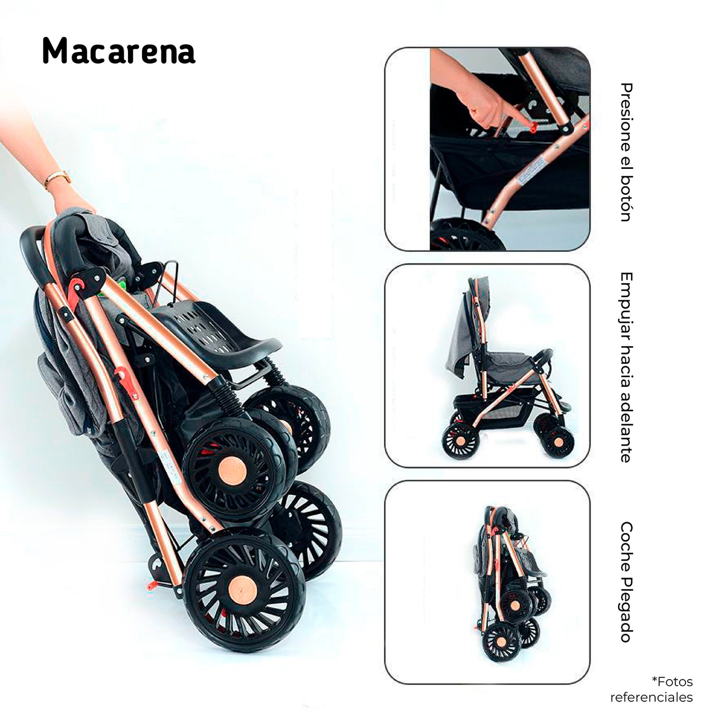Coche para Bebe Macarena Deluxe Gris BBM400002