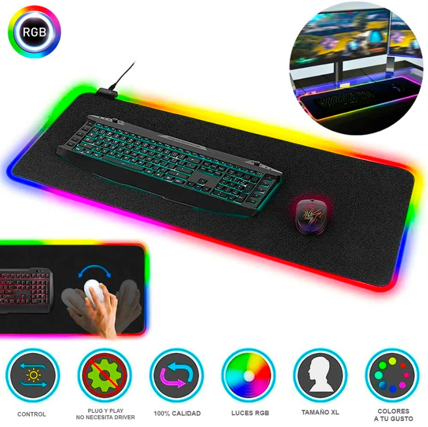 Combo Bluetooth Kit Combo Gamer 4 en 1 Teclado Gamer de una Sola Mano Rgb y Mouse Dreizt Pubg Free Fire + Mousepad RGB 80x30