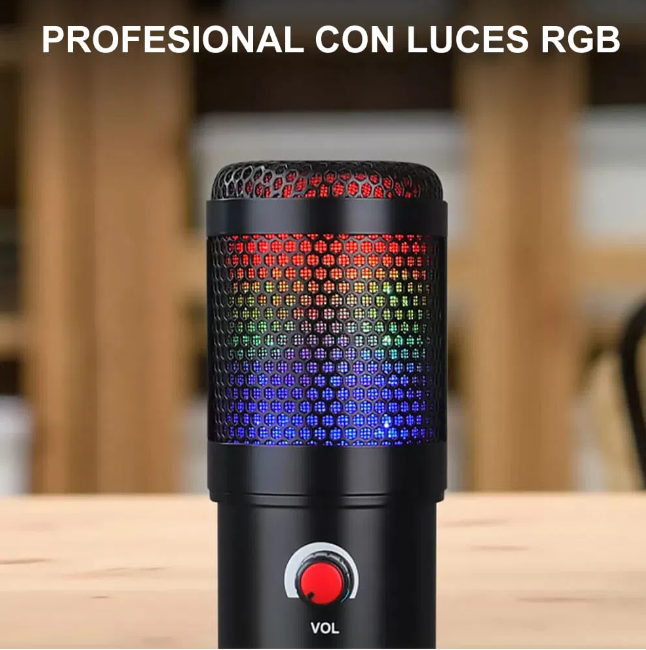 Micrófono Gamer de Escritorio con Luces RGB Calidad de Estudio