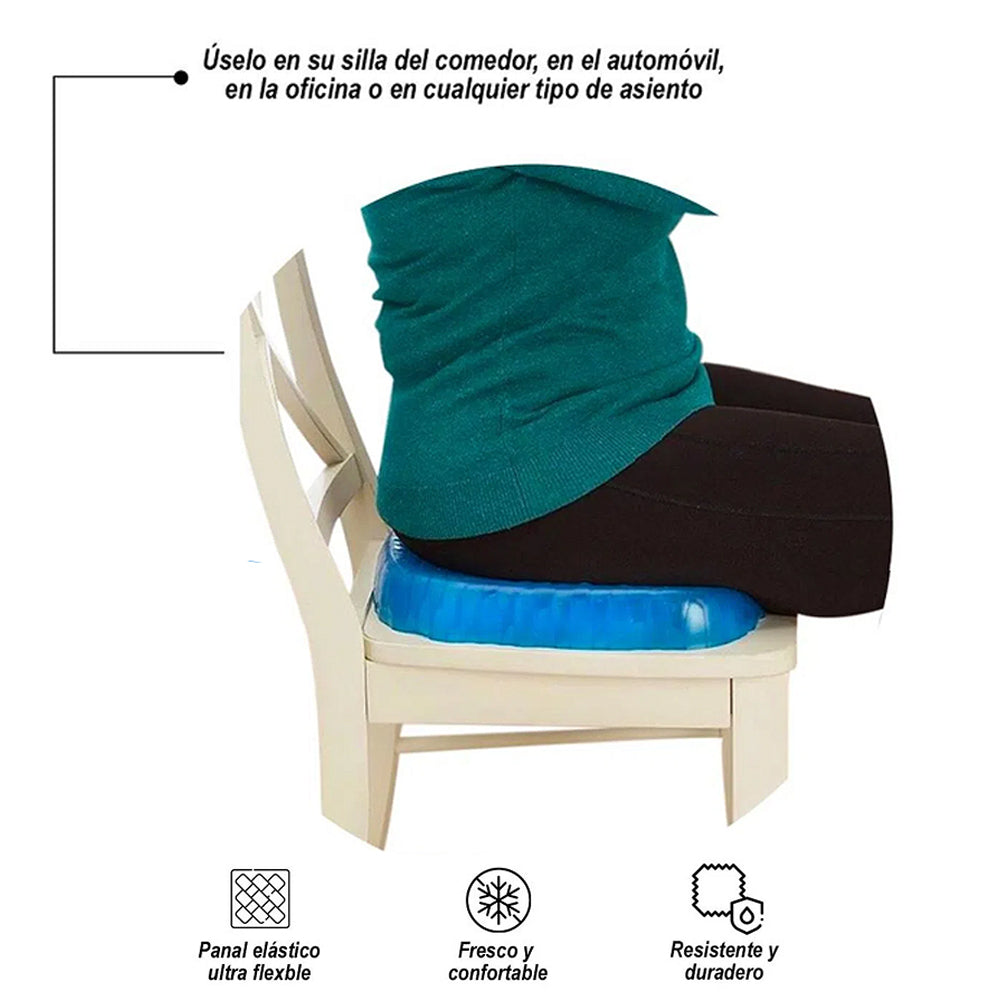 Asiento Cojín Flexible de Gel Ortopédico con Funda para Oficina
