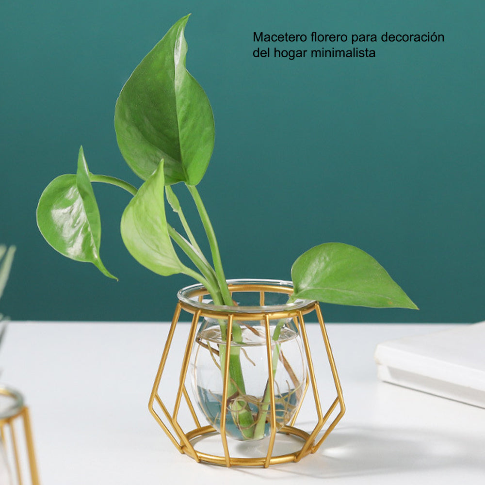 Macetero Nórdico Florero para Decoración del Hogar Minimalista Dorado