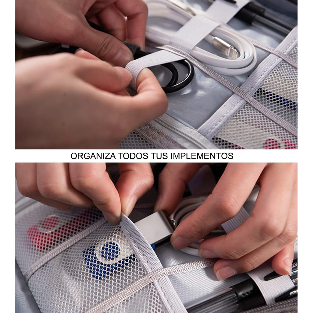 Maletín Portátil Organizador de Cables 2 Divisiones Impermeable FYI260007 Interlud Gris