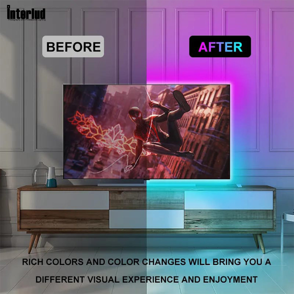 Cinta Tira de Luces Led RGB 5 Metros para Decoración Flexible y Control USB Interlud FYI260014