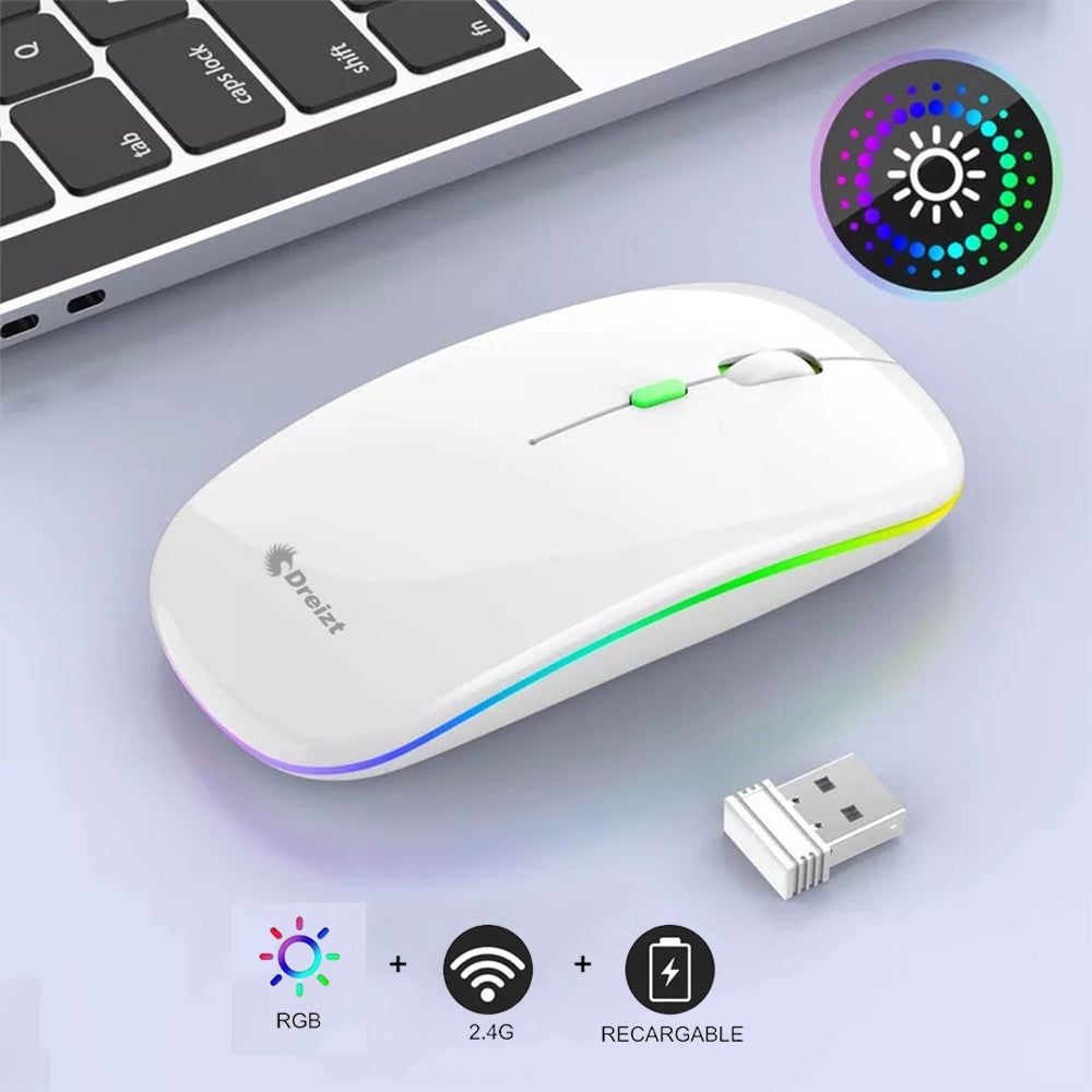 Mouse Inalámbrico Recargable Bluetooth con Iluminación LED RGB