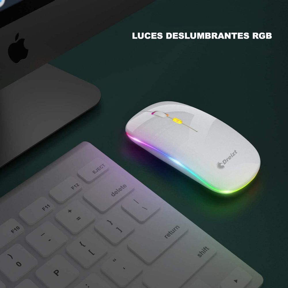 Mouse Inalámbrico Recargable Bluetooth con Iluminación LED RGB GR270025 Dreizt Blanco