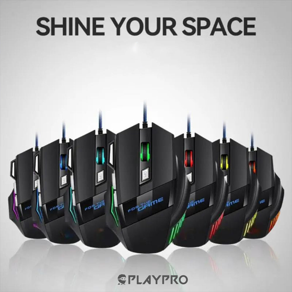 Mouse Gamer Playpro Usb Optico Retroiluminado GR270031 RGB 3200dpi Negro