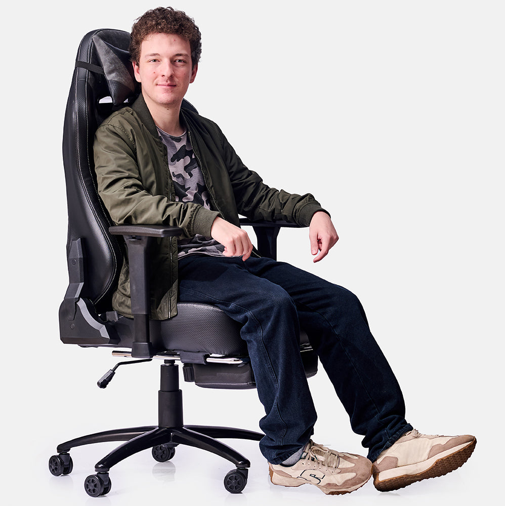 Silla Gamer Dreizt Heroes Series Rojo Dark Premium Alta Calidad Reclinable Con Posapies Gas Lift Clase 4