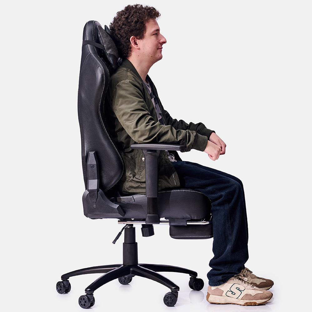Silla Gamer Dreizt Heroes Series Rojo Dark Premium Alta Calidad Reclinable Con Posapies Gas Lift Clase 4