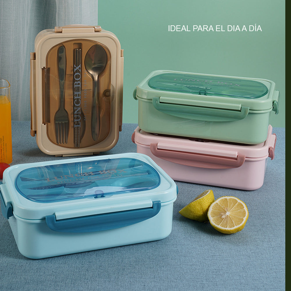 Lonchera Taper Portátil Hermética de Alimentos + Cubiertos Easy&Home Beige