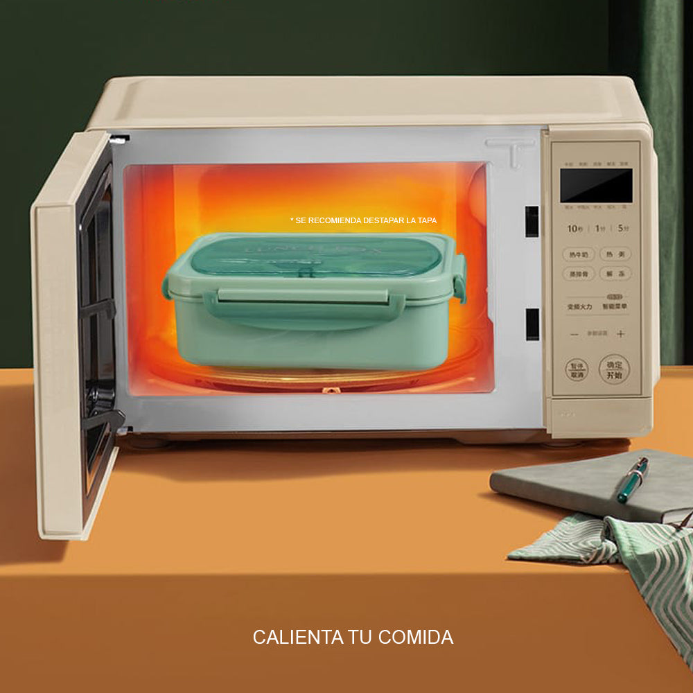 Lonchera Taper Portátil Hermética de Alimentos + Cubiertos Easy&Home Beige