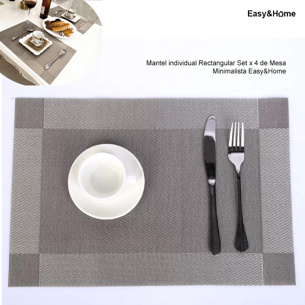 Mantel individual Rectangular Set x 4 de Mesa Minimalista Easy&Home Plateado