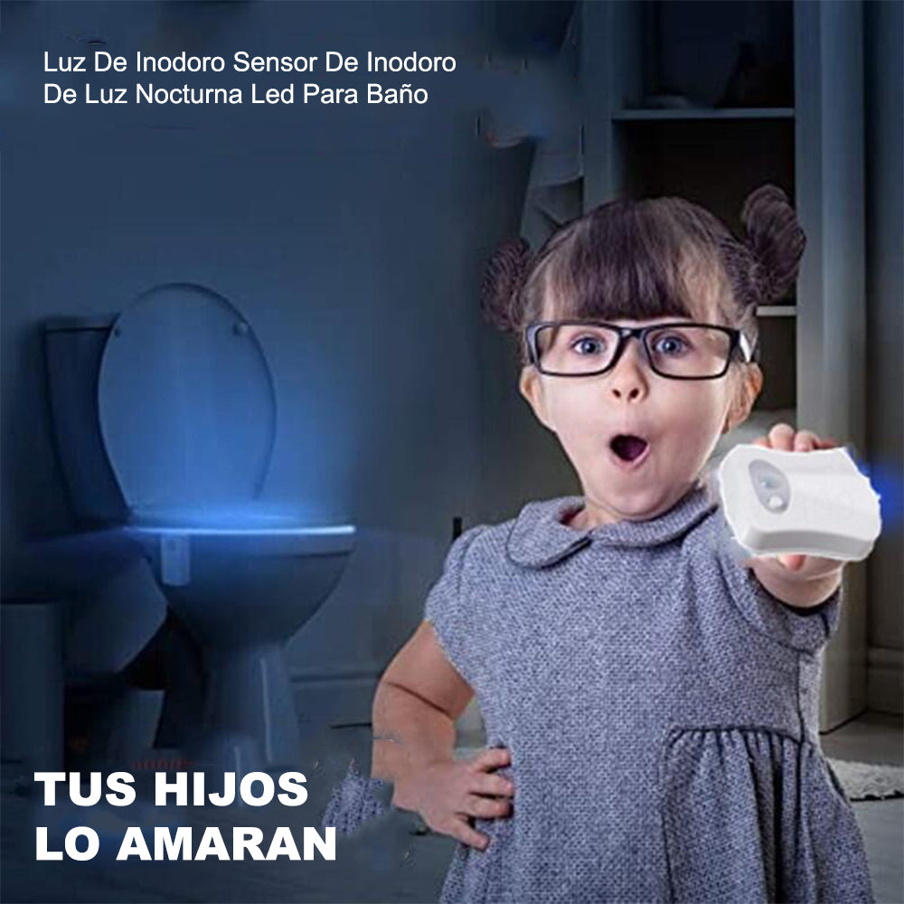 Luz de Inodoro Sensor de Luz Nocturna Led para Baño Niños Adultos Blanco