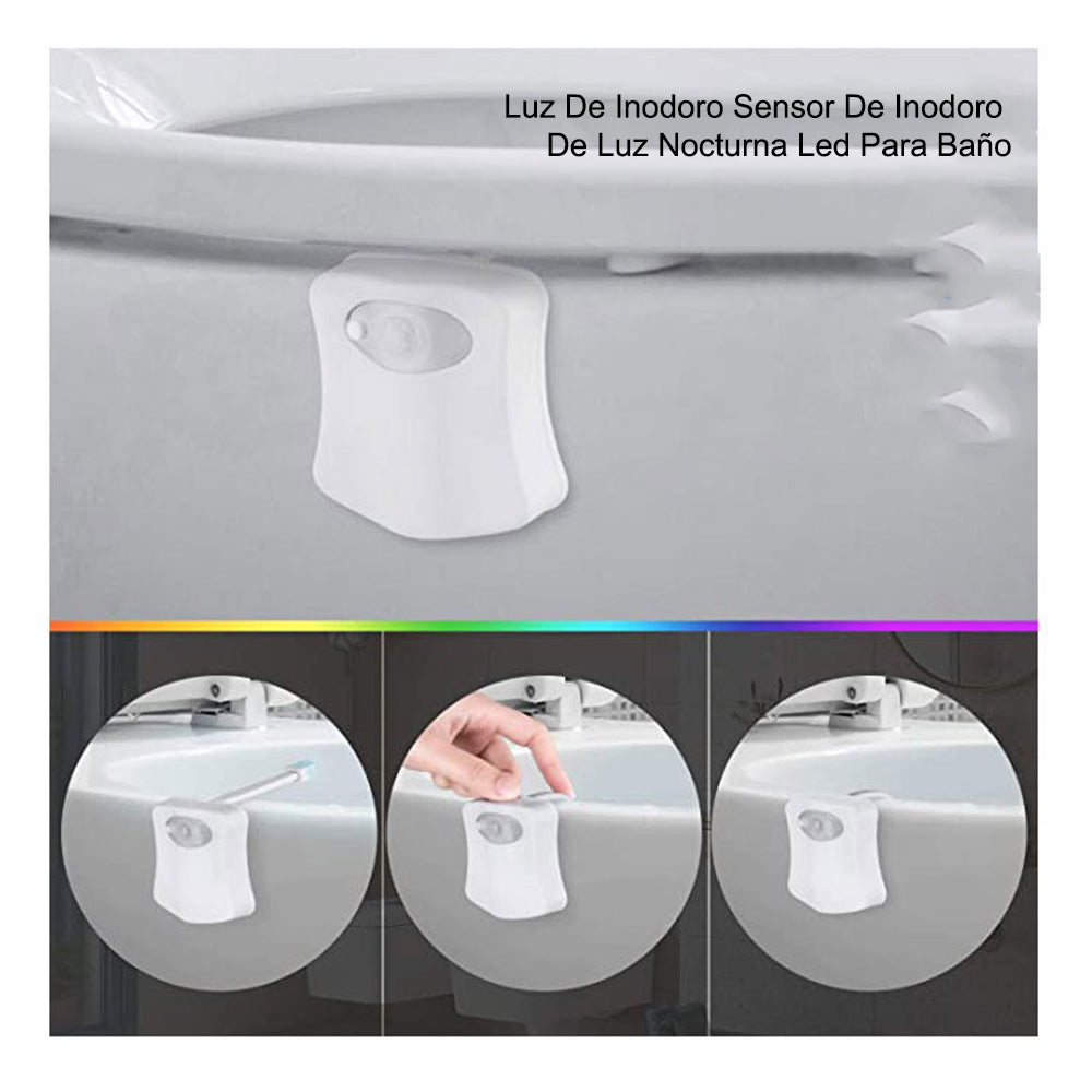 Luz de Inodoro Sensor de Luz Nocturna Led para Baño Niños Adultos Blanco