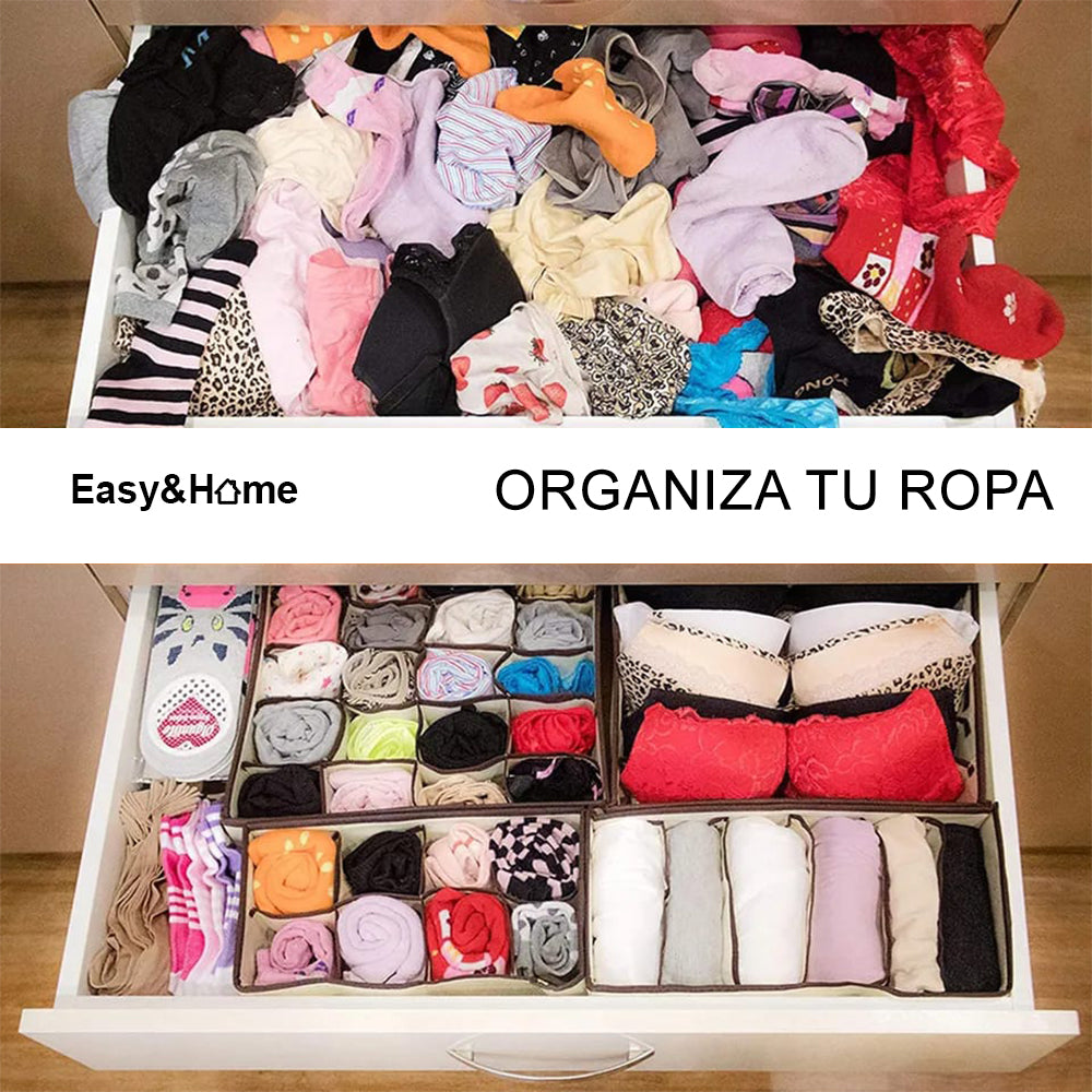 Juego de 4 Organizadores Plegables de Ropa Interior Easy&Home Beige