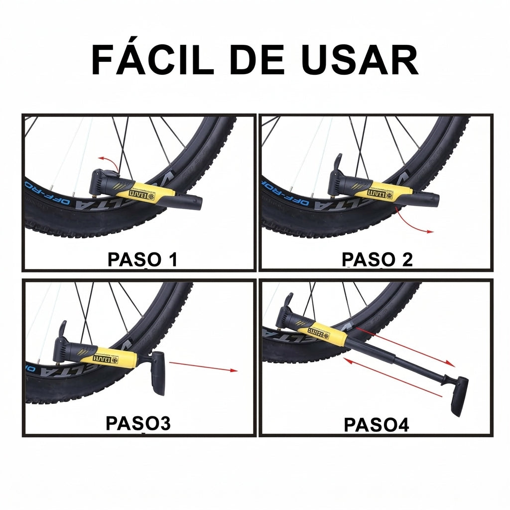 Inflador Bicicleta Pelota Portátil Rojo