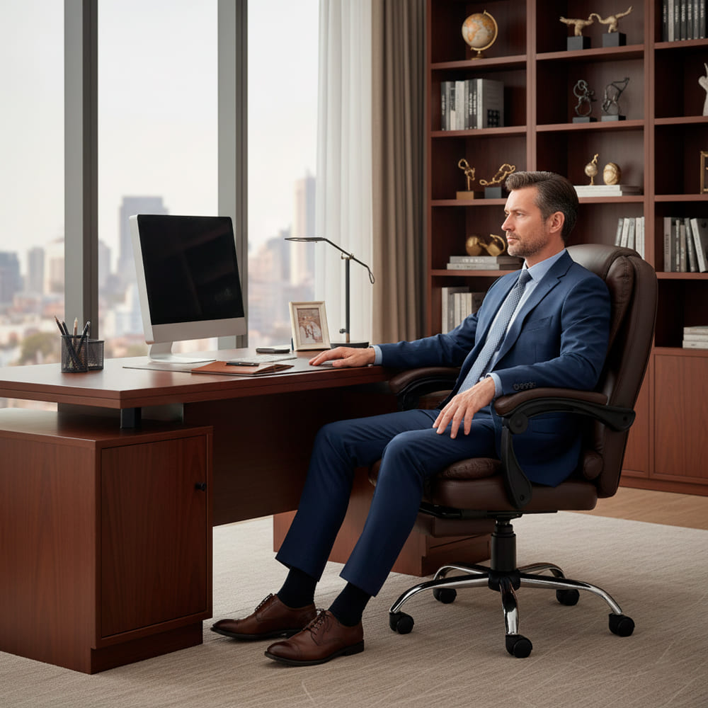 Silla de Oficina Gerencial Marron Oscuro SEG420003