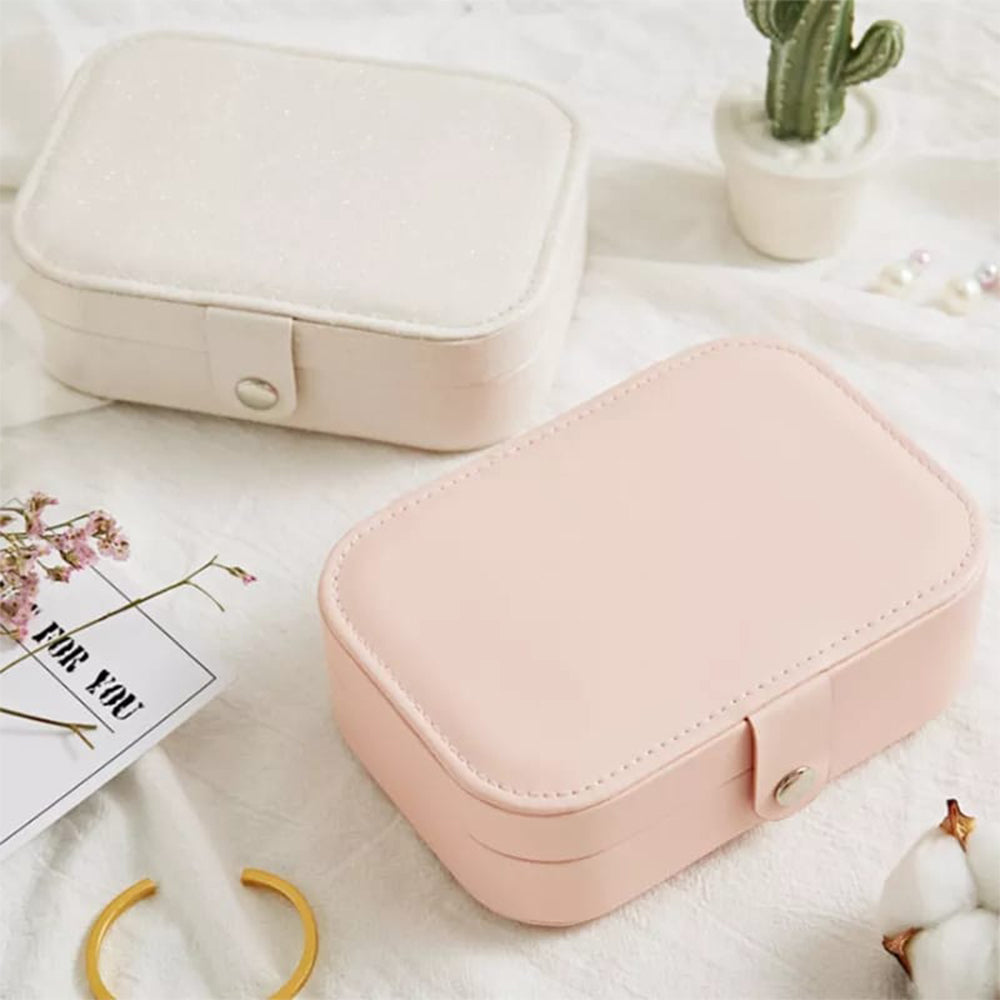 Maletín Estuche Organizador Joyero de Viaje Collar Aretes Anillos Rosado