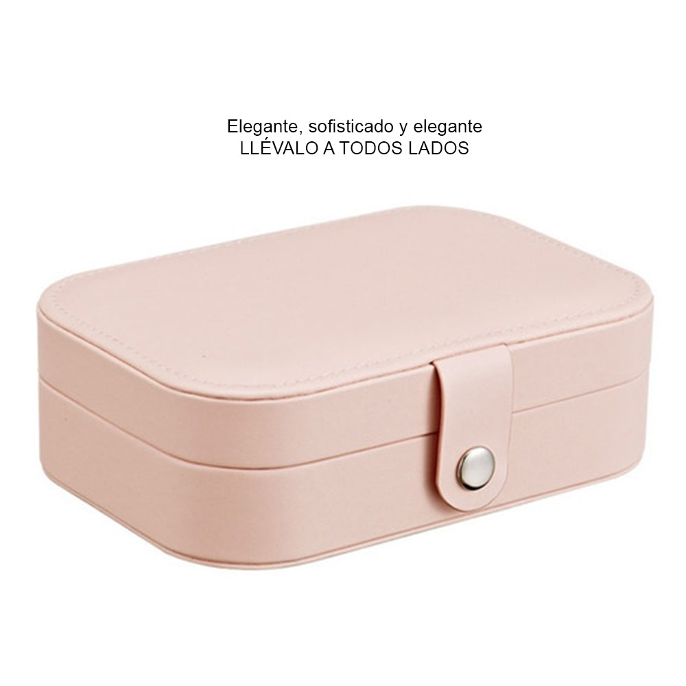 Maletín Estuche Organizador Joyero de Viaje Collar Aretes Anillos Rosado