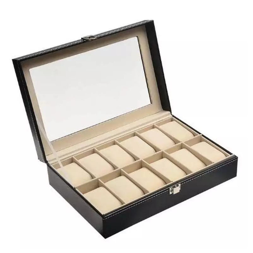 Maletín Caja organizadora para 12 Relojes con Llave MDA290013 Negro