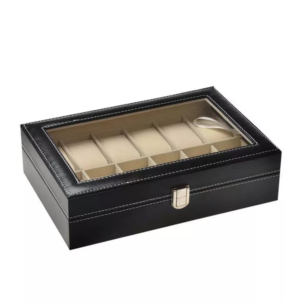Maletín Caja organizadora para 12 Relojes con Llave MDA290013 Negro