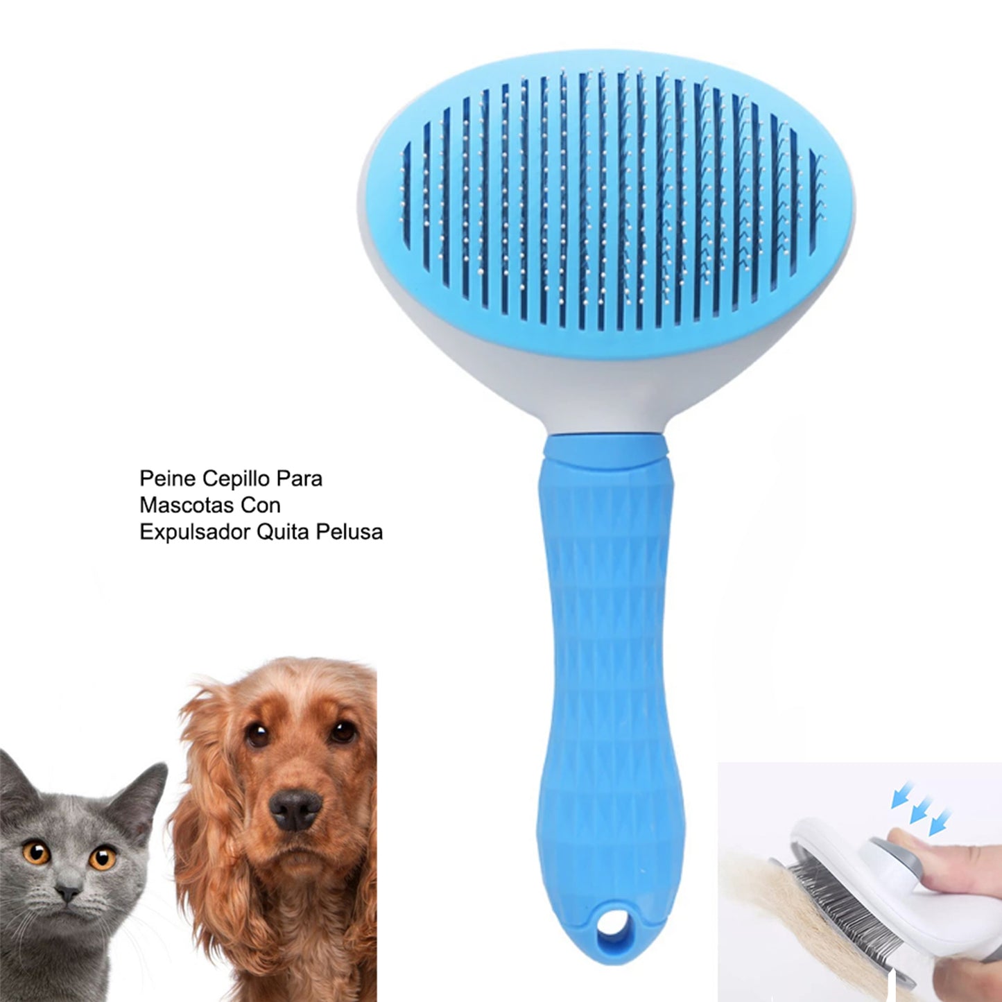 Peine Cepillo para Mascotas Quita Pelusa MOS310031 Azul