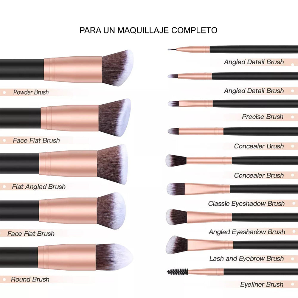 Brochas de Maquillaje Profesionales Set 15 Piezas MYC320003 Negro