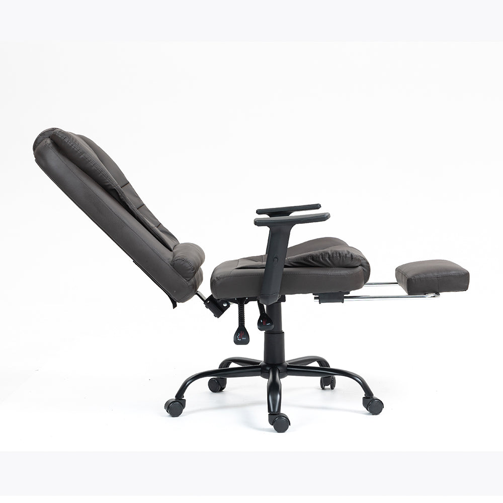 Silla Ergonomica Oficina Gerencial Base de Acero Roma Komsum Marron Oscuro
