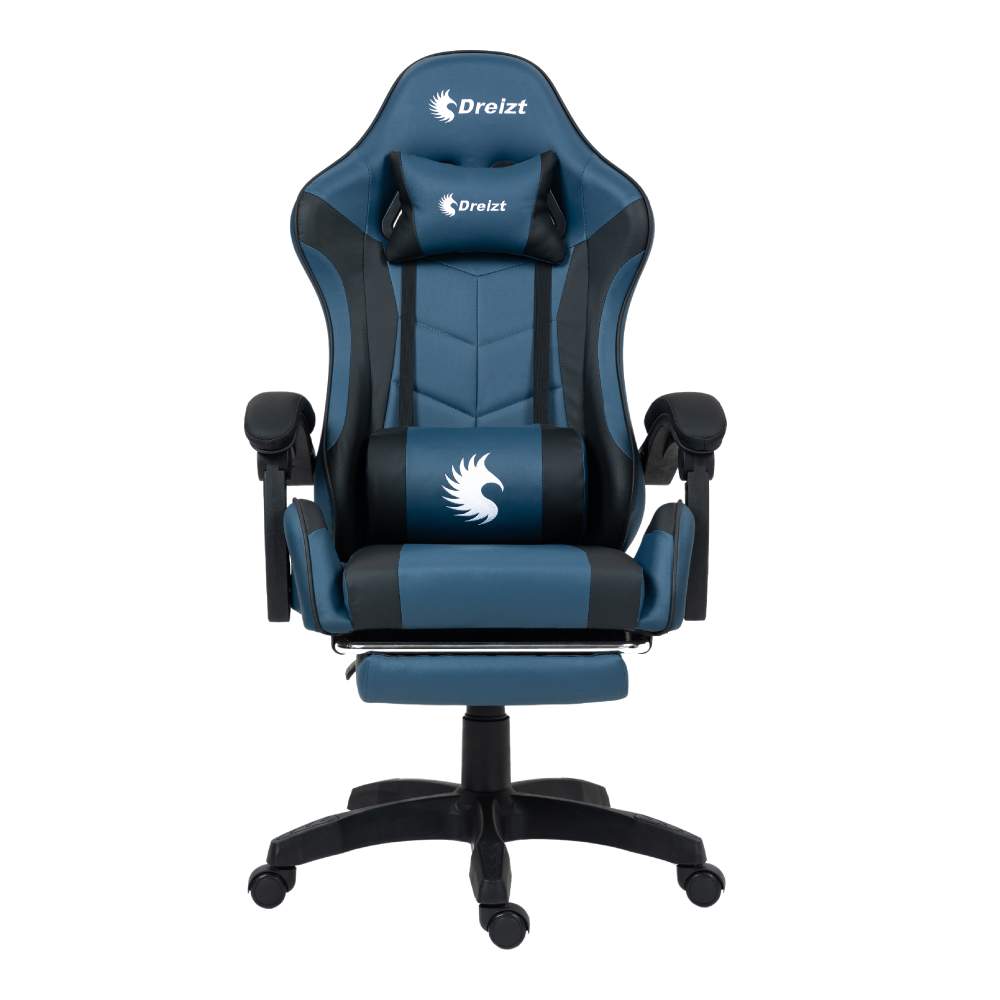 Silla Gamer Ergonómica Dreizt Shine Series Azul Indigo Con Posapies Reclinable