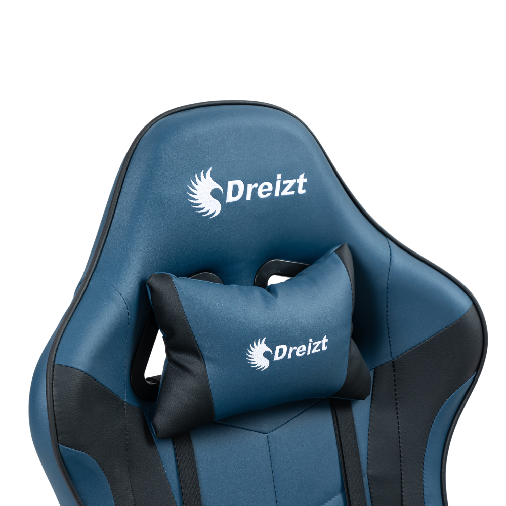 Silla Gamer Ergonómica Dreizt Shine Series Azul Indigo Con Posapies Reclinable