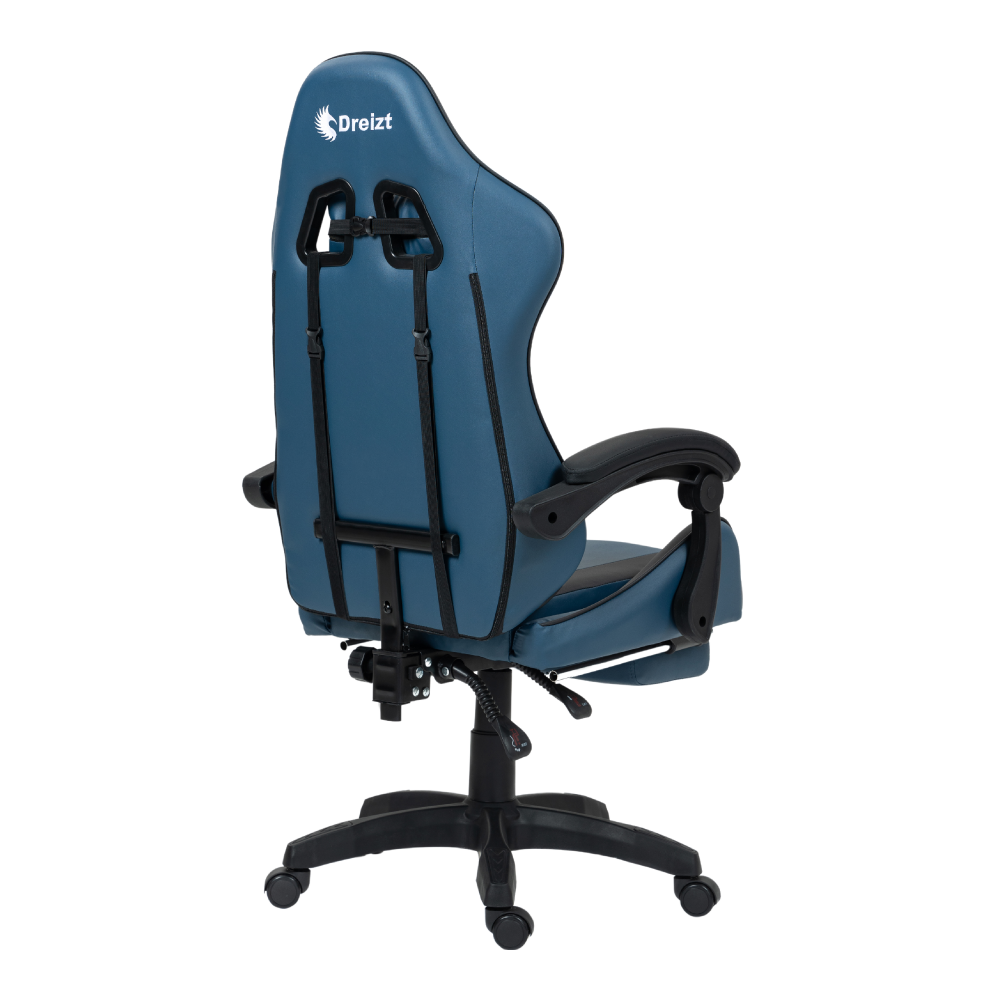 Silla Gamer Ergonómica Dreizt Shine Series Azul Indigo Con Posapies Reclinable