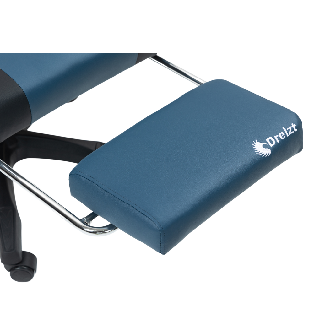 Silla Gamer Ergonómica Dreizt Shine Series Azul Indigo Con Posapies Reclinable