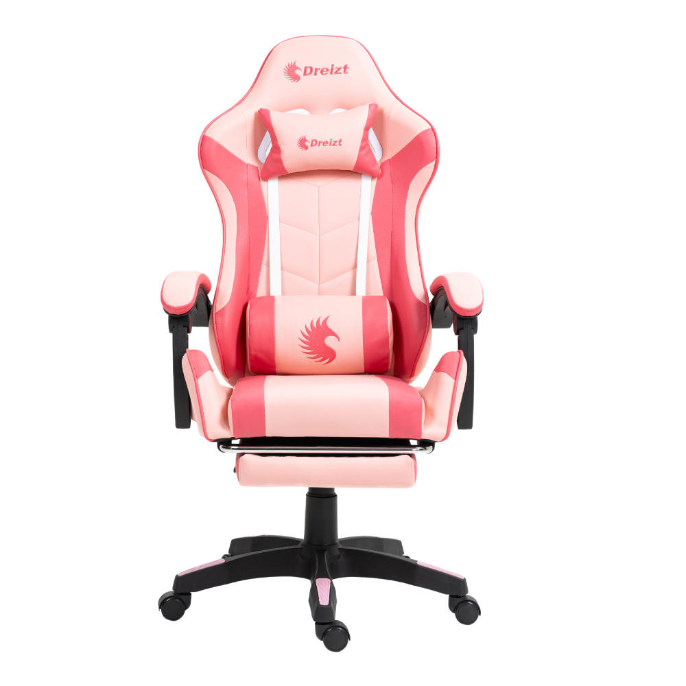 Silla Gamer Ergonómica Dreizt Shine Series Rosado Caramelo Con Posapies Reclinable