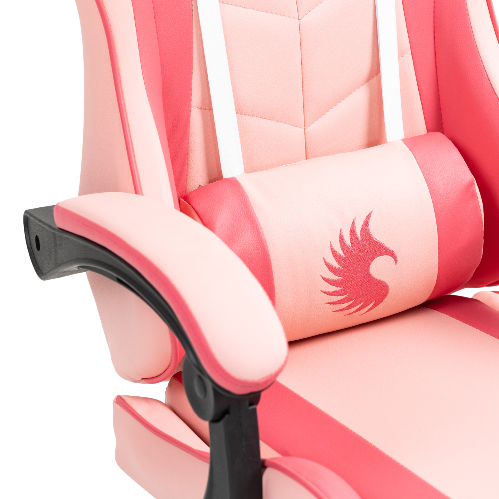 Silla Gamer Ergonómica Dreizt Shine Series Rosado Caramelo Con Posapies Reclinable