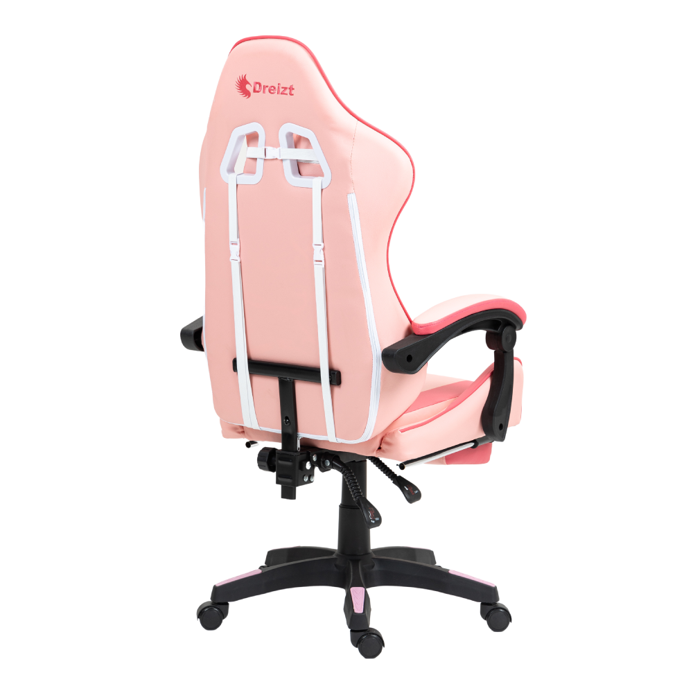 Silla Gamer Ergonómica Dreizt Shine Series Rosado Caramelo Con Posapies Reclinable