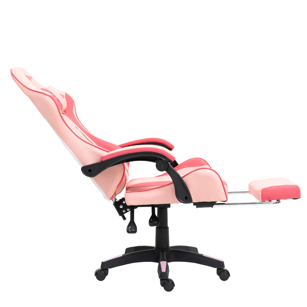 Silla Gamer Ergonómica Dreizt Shine Series Rosado Caramelo Con Posapies Reclinable