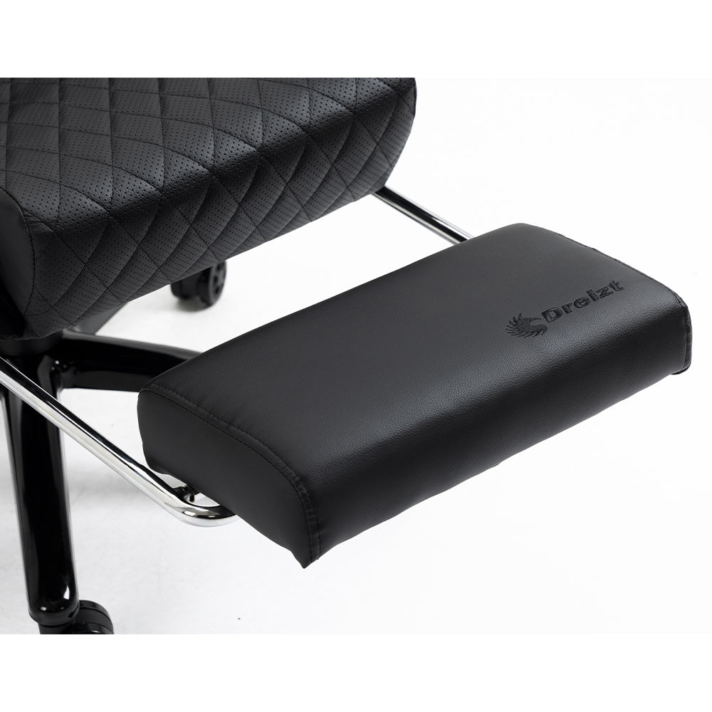 Silla Gamer Dreizt King Series Negro Premium Alta Calidad Reclinable con Posapies Gas Lift Clase 4