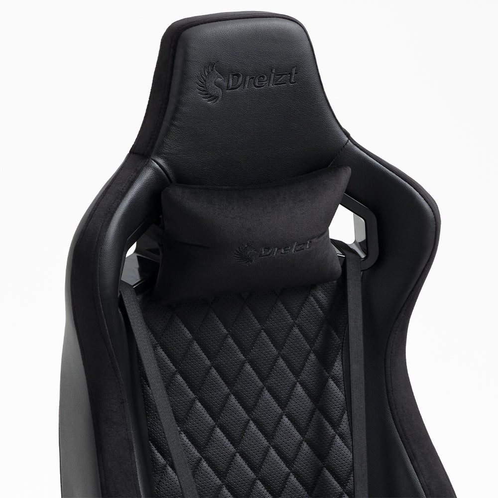 Silla Gamer Dreizt King Series Negro Premium Alta Calidad Reclinable con Posapies Gas Lift Clase 4