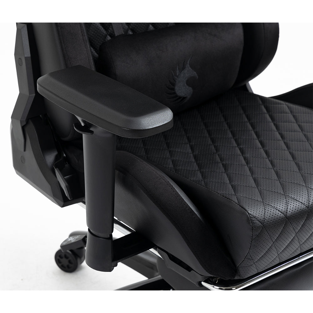 Silla Gamer Dreizt King Series Negro Premium Alta Calidad Reclinable con Posapies Gas Lift Clase 4
