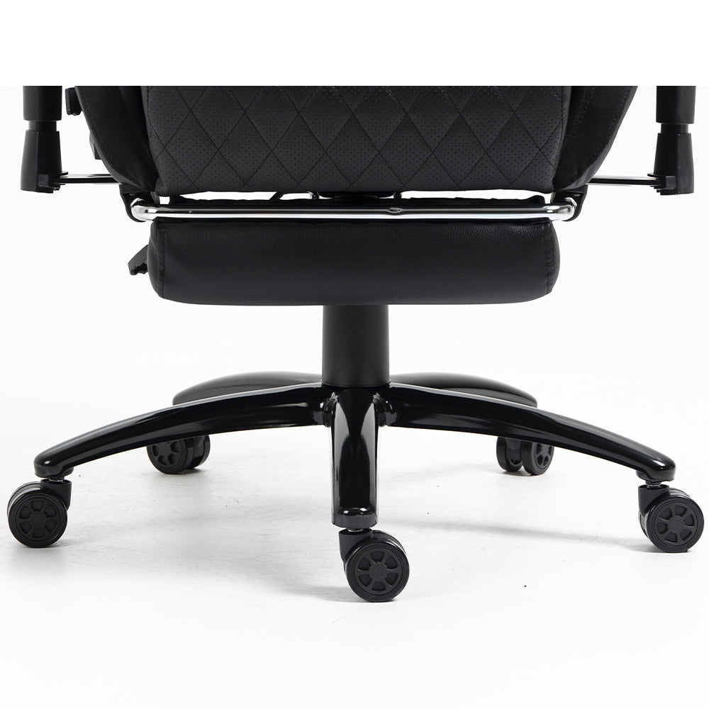 Silla Gamer Dreizt King Series Negro Premium Alta Calidad Reclinable con Posapies Gas Lift Clase 4