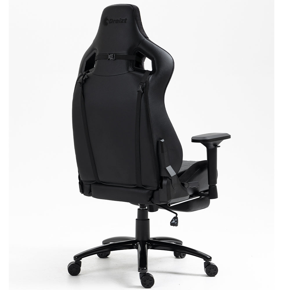 Silla Gamer Dreizt King Series Negro Premium Alta Calidad Reclinable con Posapies Gas Lift Clase 4