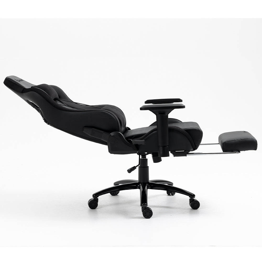 Silla Gamer Dreizt King Series Negro Premium Alta Calidad Reclinable con Posapies Gas Lift Clase 4