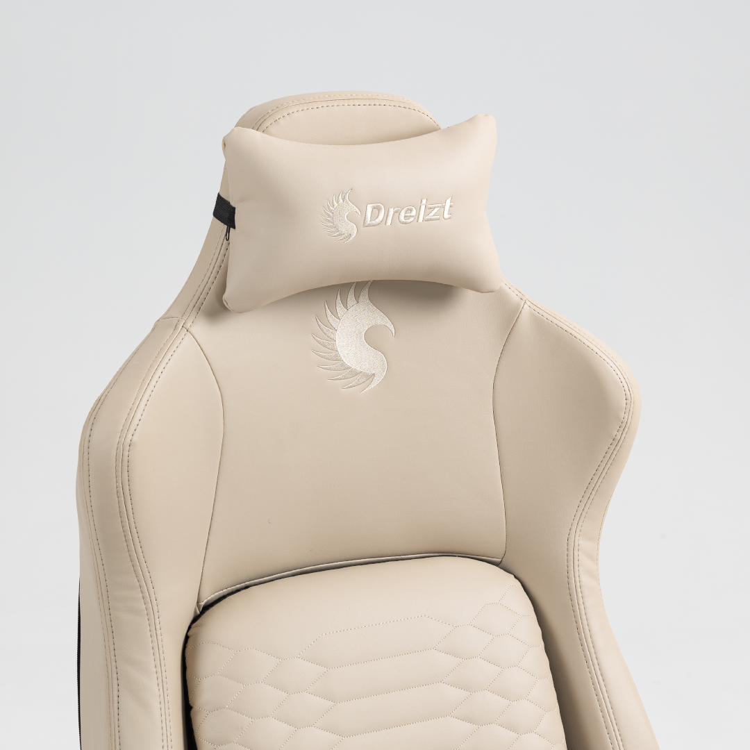 Silla Gamer Dreizt Titan Series Beige Premium Almohadilla Inteligente Reclinable Gas Lift Clase 4