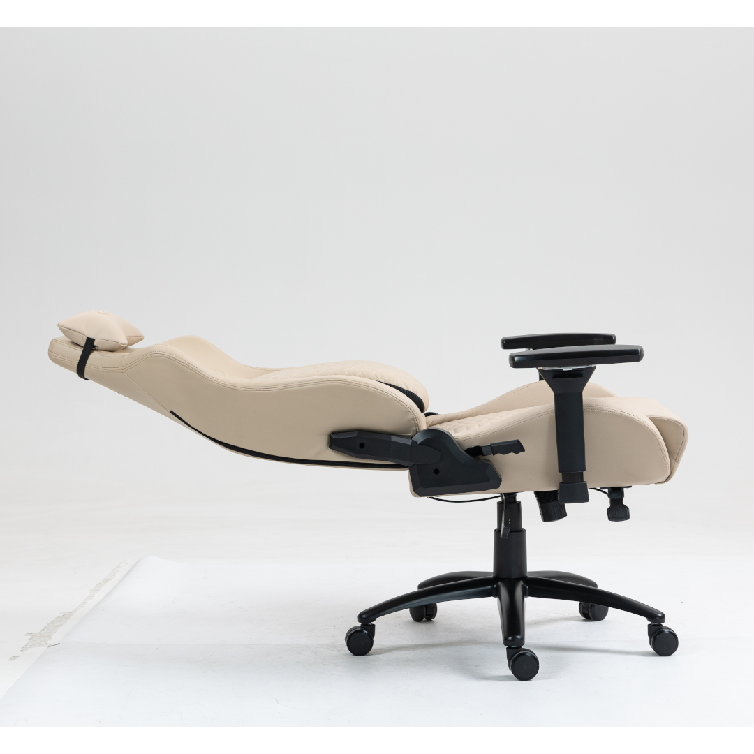 Silla Gamer Dreizt Titan Series Beige Premium Almohadilla Inteligente Reclinable Gas Lift Clase 4