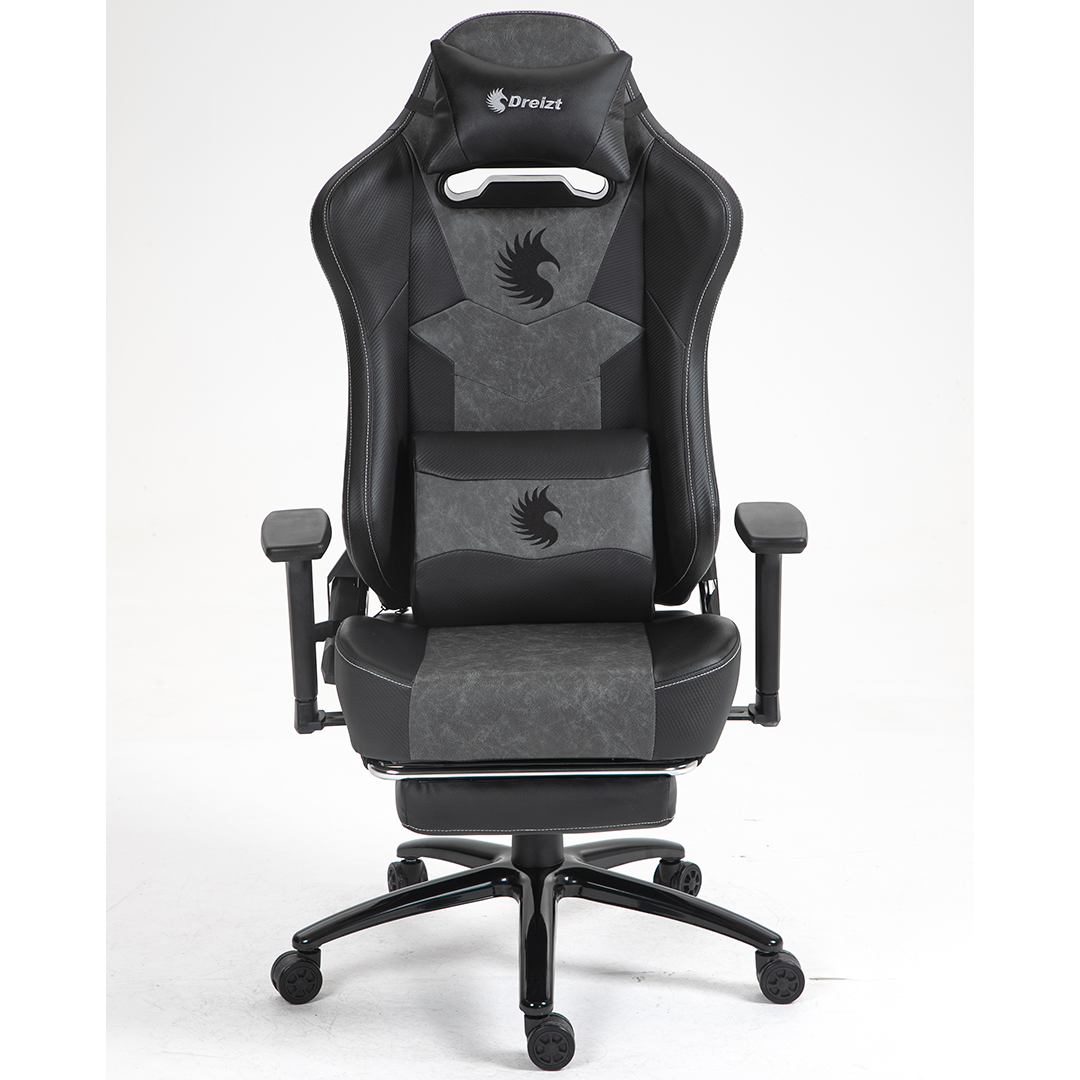 Silla Gamer Dreizt Heroes Series Negro Premium Alta Calidad Reclinable Con Posapies Gas Lift Clase 4