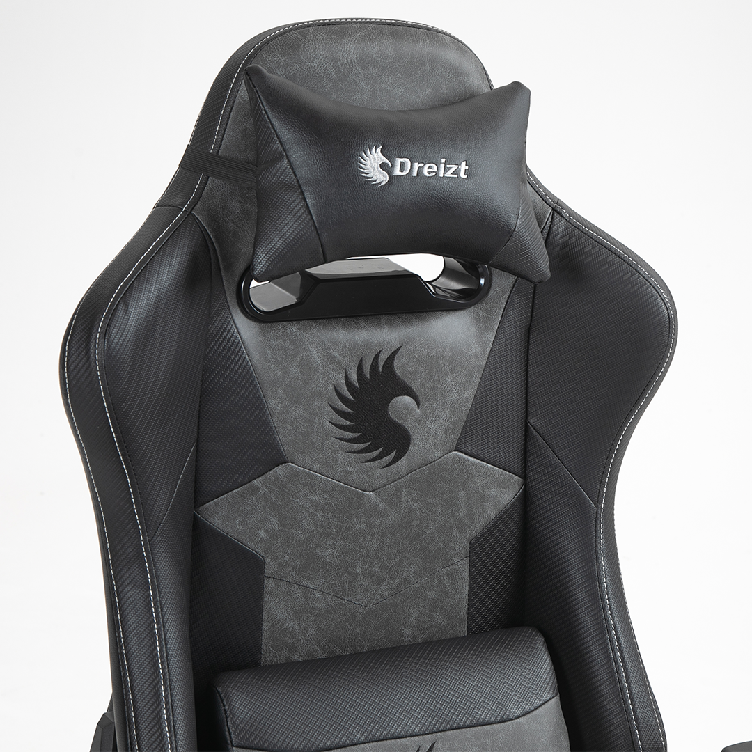 Silla Gamer Dreizt Heroes Series Negro Premium Alta Calidad Reclinable Con Posapies Gas Lift Clase 4