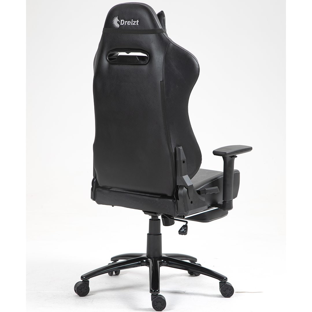 Silla Gamer Dreizt Heroes Series Negro Premium Alta Calidad Reclinable Con Posapies Gas Lift Clase 4
