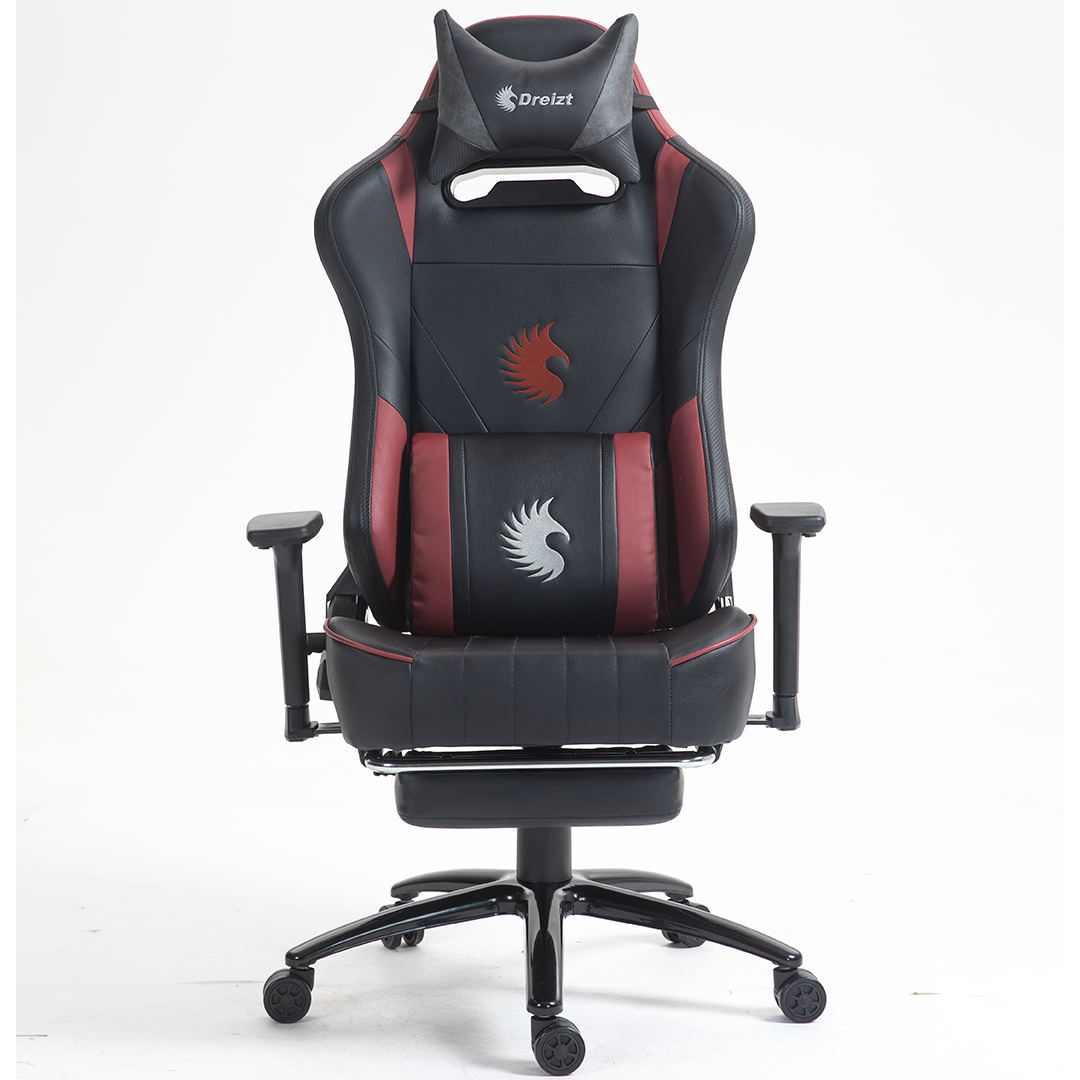 Silla Gamer Dreizt Heroes Series Rojo Dark Premium Alta Calidad Reclinable Con Posapies Gas Lift Clase 4