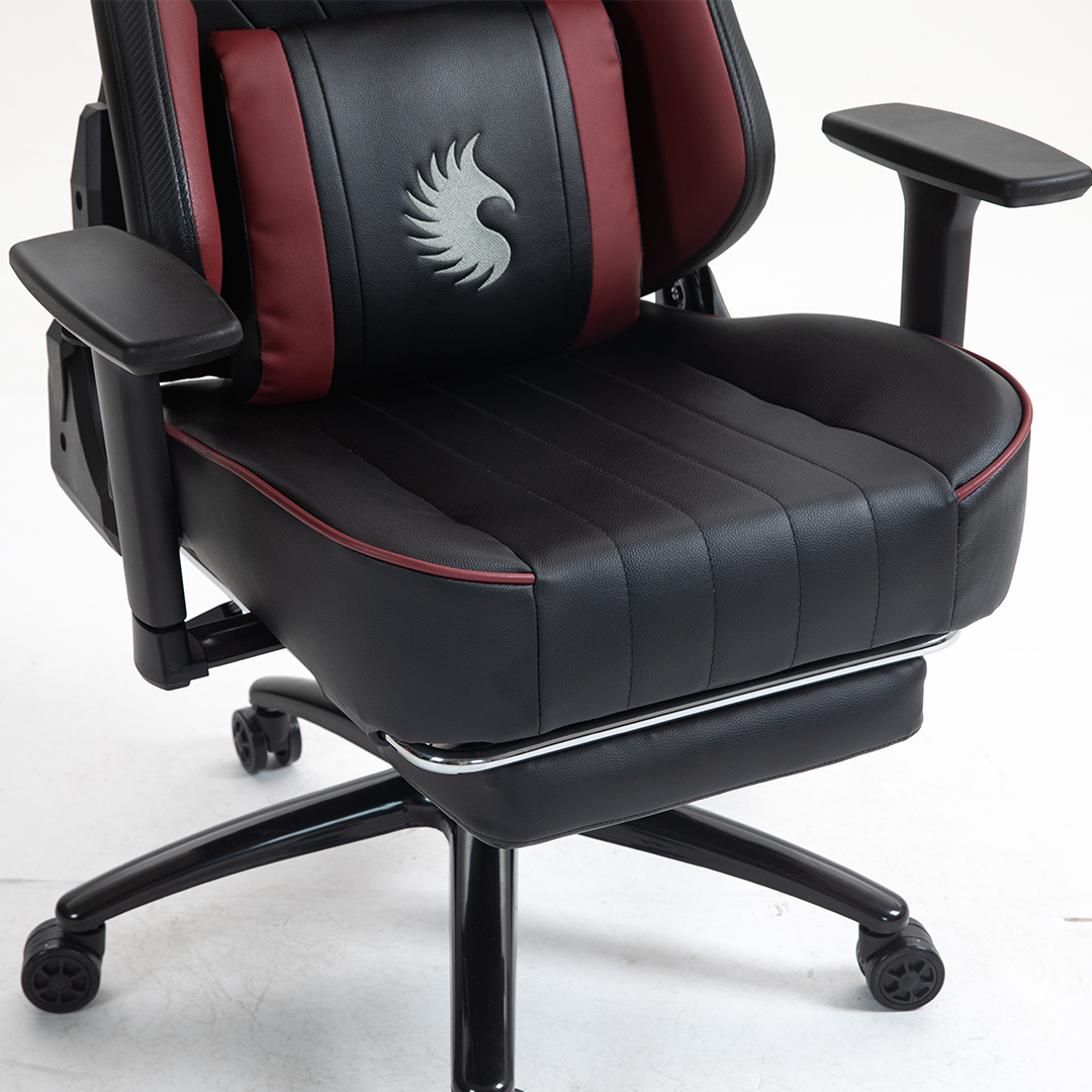Silla Gamer Dreizt Heroes Series Rojo Dark Premium Alta Calidad Reclinable Con Posapies Gas Lift Clase 4